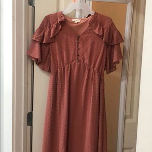 Blush pink Swiss dot maxi